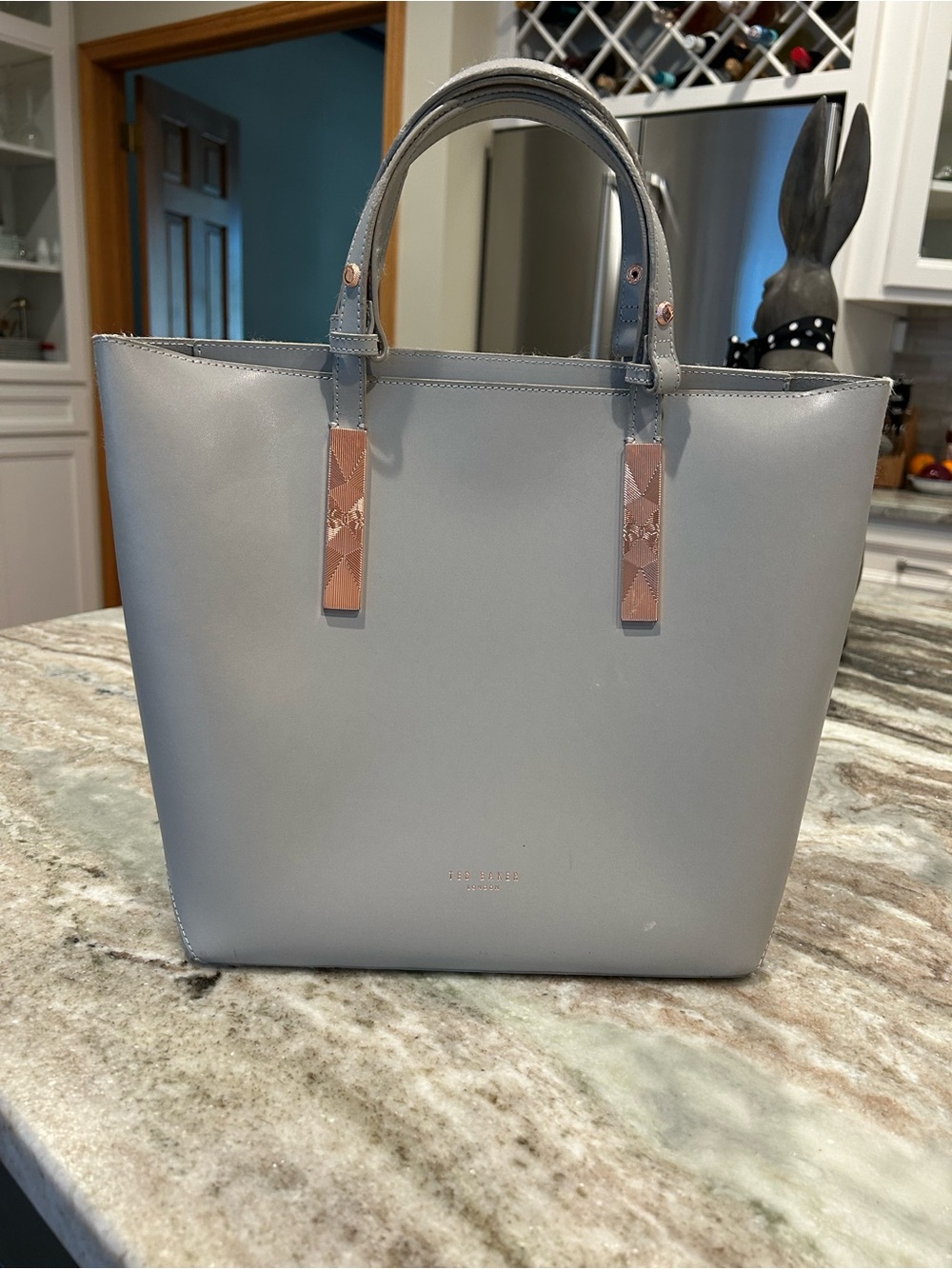 Ted Baker Light Grey Tote with Rose Gold Accents